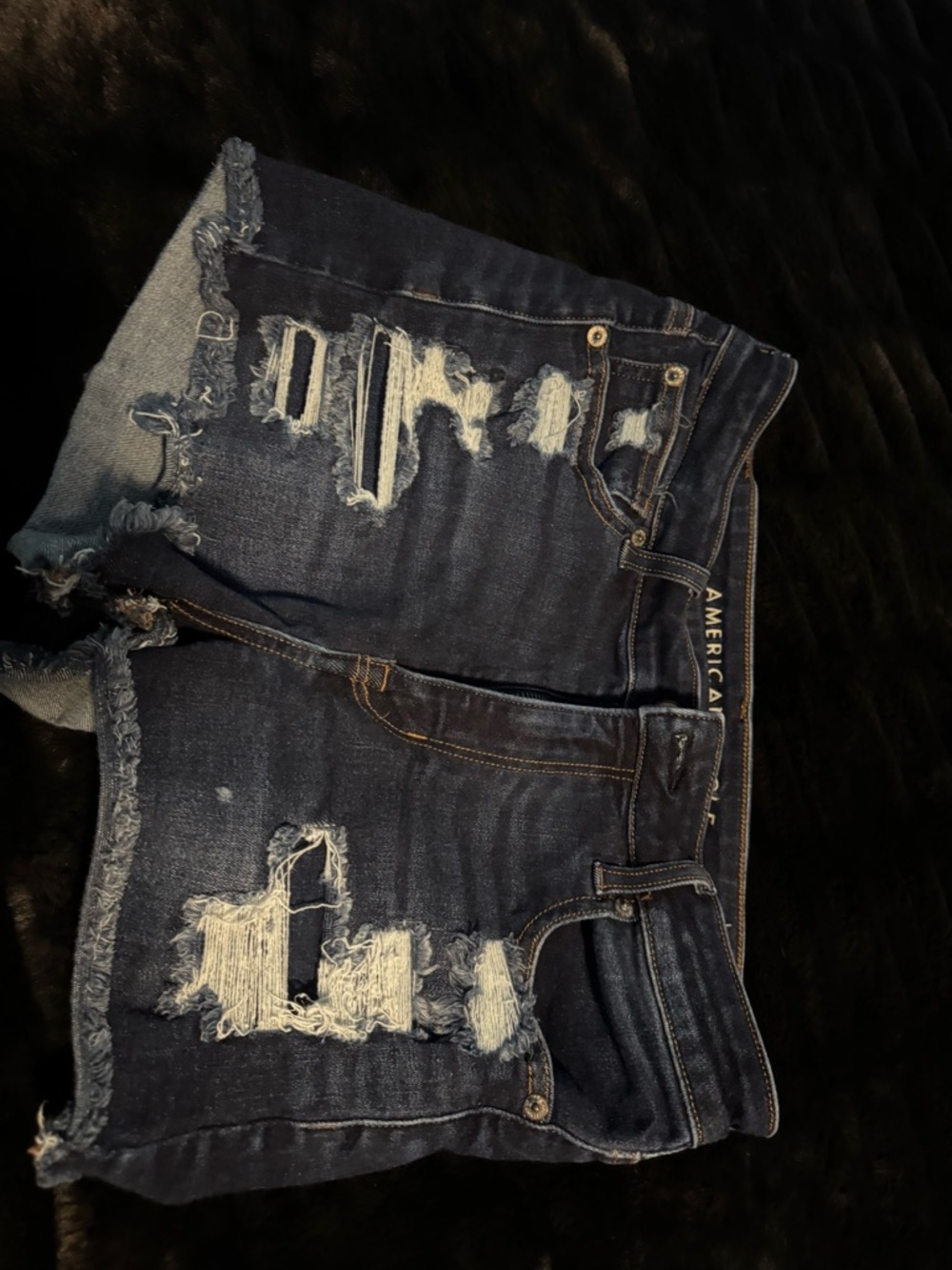 American Eagle Outfitters Distressed Denim Shorts - Dark Blue